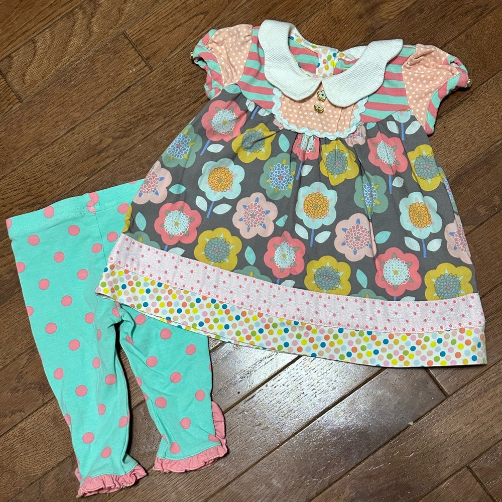 Matilda Jane Floral  and Polka Dot Leggings Set